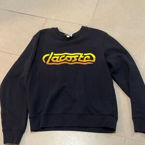 Lacoste L!VE Retro Logo Sweatshirt – Unisex Black Crewneck Size M Y2K streetwear